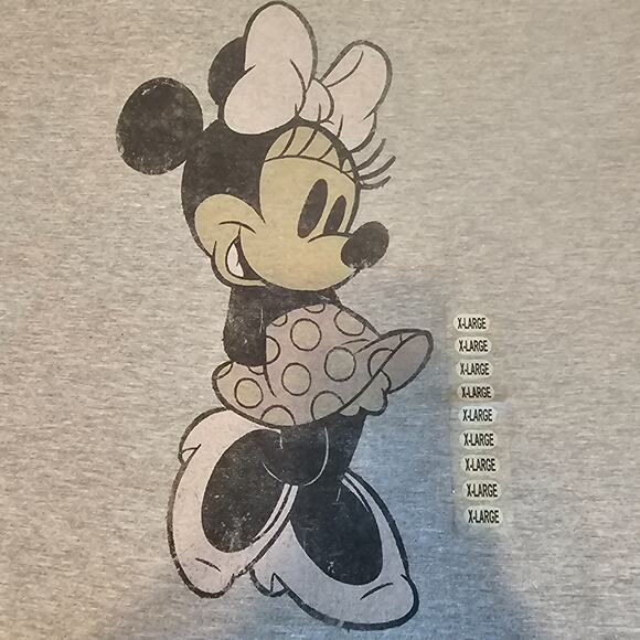 Disney Minnie Mouse Graphic T Shirt Gray XL Womens NWT Faded Polka Dot Skirt - Picture 3 of 8